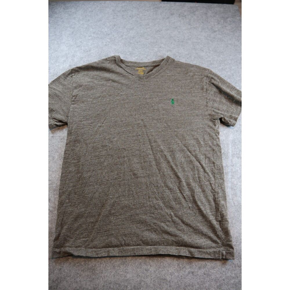 Polo Ralph Lauren V-Neck T-Shirt – Heathered Grey with Green Pony – Men’s S